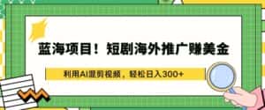 蓝海项目!短剧海外推广赚美金,利用AI混剪视频,轻松日入300+-优优云创网