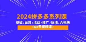 (10019期)2024拼多多系列课:基础/运营/活动/推广/玩法/大模块(62节视频课)-优优云创网