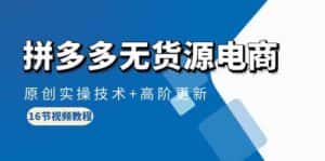 拼多多无货源电商,原创实操技术+高阶更新(16节视频教程)-优优云创网