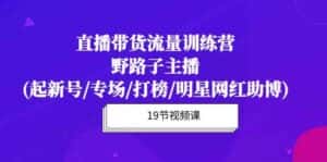 直播带货流量特训营，野路子主播(起新号/专场/打榜/明星网红助博)-优优云创网