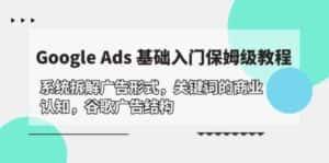 Google Ads 基础入门,系统拆解广告形式/关键词的商业认知/谷歌广告结构-优优云创网