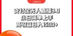 （10027期）支付宝无人直播3.0，小白简单上手，高收益日入1500+-优优云创网