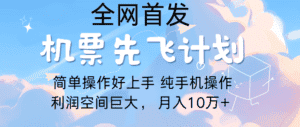 里程积分兑换机票售卖，团队实测做了四年的项目，纯手机操作，小白兼职月入10万+-优优云创网