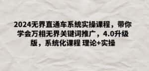 2024无界直通车系统实操课程，带你学会万相无界关键词推广，4.0升级版，系统化课程 理论+实操-优优云创网