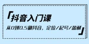 (10076期)抖音入门课,从0到0.5做抖音,定位/起号/盈利(9节课)-优优云创网