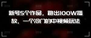 新号5个作品，跑出100W播放，一个冷门的中视频玩法-优优云创网