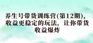 养生号带货训练营(第12期)，收益更稳定的玩法，让你带货收益爆炸-优优云创网