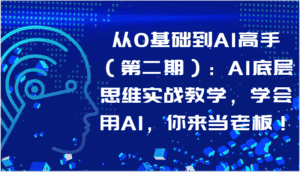 从0基础到AI高手(第二期):AI底层思维实战教学,学会用AI,你来当老板!-优优云创网