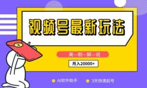 视频号最新玩法，美剧解说，利用AI软件，3天起号，新手小白也能月入2万+-优优云创网