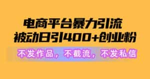 (10168期)电商平台暴力引流,被动日引400+创业粉不发作品,不截流,不发私信-优优云创网