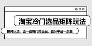 (10159期)淘宝冷门选品矩阵玩法:换种玩法,选一些冷门类目品,去分平台一点羹-优优云创网