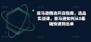 亚马逊精选开店指南,选品实战课,亚马逊如何从0基础快速到出单-优优云创网