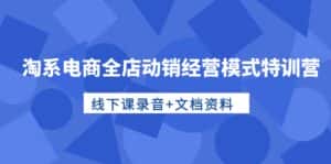 (10192期)淘系电商全店动销经营模式特训营,线下课录音+文档资料-优优云创网