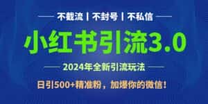 2024年4月最新小红书引流3.0玩法，日引500+精准粉，加爆你的微信！-优优云创网