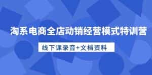 淘系电商全店动销经营模式特训营,线下课录音+文档资料-优优云创网