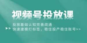 (10205期)视频号投放课:投放基础认知完善疏通,快速建模打标签,稳住投产稳住账号-优优云创网