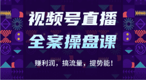 视频号直播全案操盘课:赚利润,搞流量,提势能!(16节课)-优优云创网