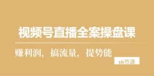 (10207期)视频号直播全案操盘课,赚利润,搞流量,提势能(16节课)-优优云创网