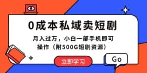 (10226期)0成本私域卖短剧,月入过万,小白一部手机即可操作(附500G短剧资源)-优优云创网