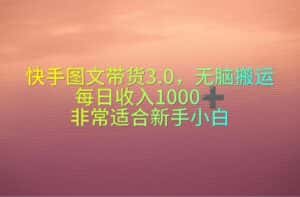 (10252期)快手图文带货3.0,无脑搬运,每日收入1000+,非常适合新手小白-优优云创网