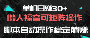 （10277期）单机日赚30+，懒人福音可矩阵，脚本自动操作稳定躺赚-优优云创网