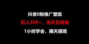 日入300+，抖音0粉推广壁纸，1小时学会，当天见收益，隔天提现-优优云创网