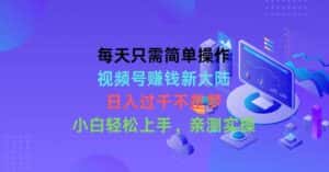 (10290期)每天只需简单操作,视频号赚钱新大陆,日入过千不是梦,小白轻松上手,…-优优云创网