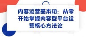 内容运营基本功:从零开始掌握内容型平台运营核心方法论-优优云创网