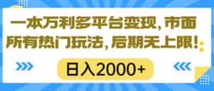 (10311期)一本万利多平台变现,市面所有热门玩法,日入2000+,后期无上限!-优优云创网