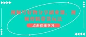 视频号好物分享副业课,视频剪辑带货玩法-优优云创网
