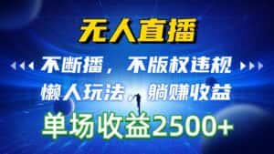 （10312期）无人直播，不断播，不版权违规，懒人玩法，躺赚收益，一场直播收益2500+-优优云创网