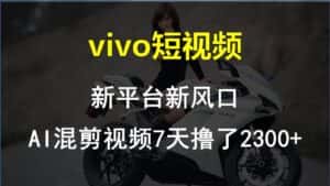 (10357期)vivo短视频:新平台新风口,AI混剪视频7天撸了2300+-优优云创网
