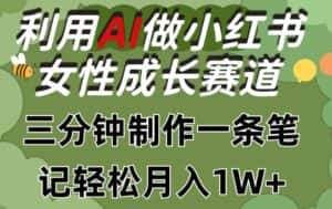 利用Ai做小红书女性成长赛道，三分钟制作一条笔记，轻松月入1w+-优优云创网