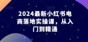 2024最新小红书电商落地实操课,从入门到精通-优优云创网