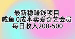 (10369期)最新稳赚钱项目 咸鱼 0成本卖爱奇艺会员 每日收入200-500-优优云创网