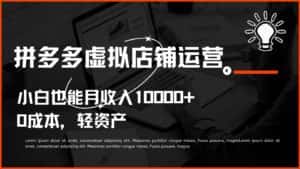 多多虚拟项目运营,小白也能月收入10000+-优优云创网