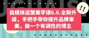 自媒体运营美学课6.0.全新升级,手把手带你提升品牌审美,做一个有调性的博主-优优云创网