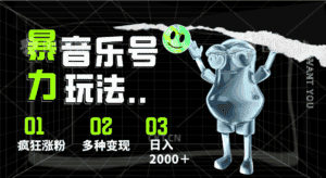 音乐号暴力玩法,疯狂涨粉,多种变现,日入2000+-优优云创网