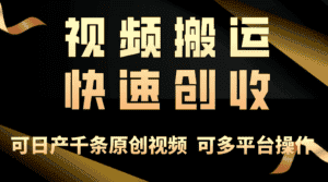 (10417期)一步一步教你赚大钱!仅视频搬运,月入3万+,轻松上手,打通思维,处处…-优优云创网