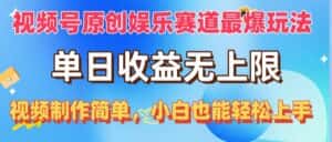 (10425期)视频号原创娱乐赛道最爆玩法,单日收益无上限,视频制作简单,小白也能…-优优云创网