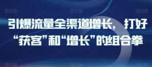 引爆流量全渠道增长,打好“获客”和“增长”的组合拳-优优云创网