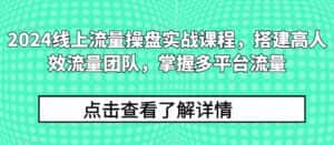2024线上流量操盘实战课程,搭建高人效流量团队,掌握多平台流量-优优云创网