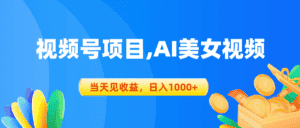 (10501期)视频号蓝海项目,AI美女视频,当天见收益,日入1000+-优优云创网