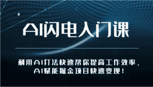 AI闪电入门课-利用AI打法快速帮你提高工作效率、AI赋能掘金项目快速变现!-优优云创网