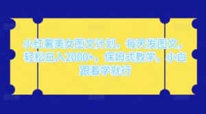 小红薯美女图文计划,每天发图文,轻松日入 2000+,保姆式教学,小白跟着学就行了!-优优云创网