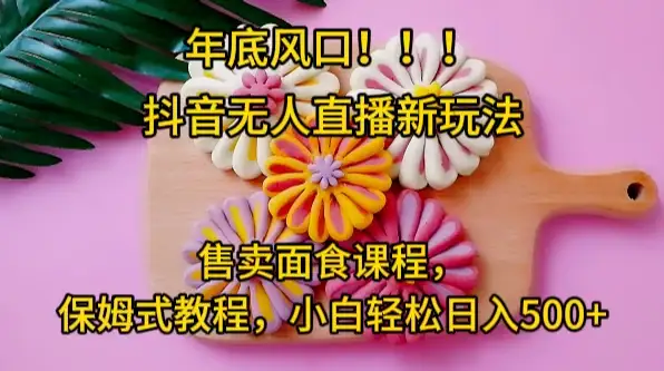 年底风口，抖音无人直播新玩法，售卖面食课程，保姆式教程，小白轻松日入500+-优优云创网