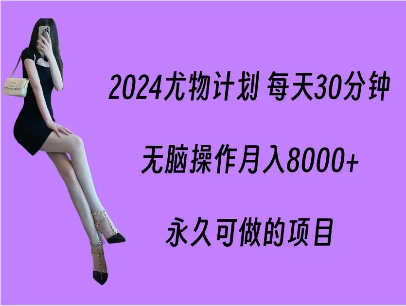 2024尤物计划 每天30分钟，无脑操作月入8000+，永久可做的项目-优优云创网
