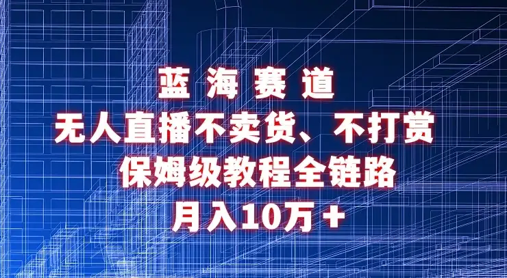 无人直播不卖货、不打赏保姆级教程全链路 月入10万＋-优优云创网