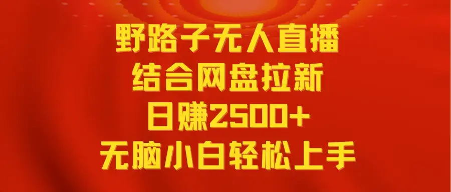 无人直播野路子结合网盘拉新，日赚2500+多平台变现，小白无脑轻松上手操作-优优云创网