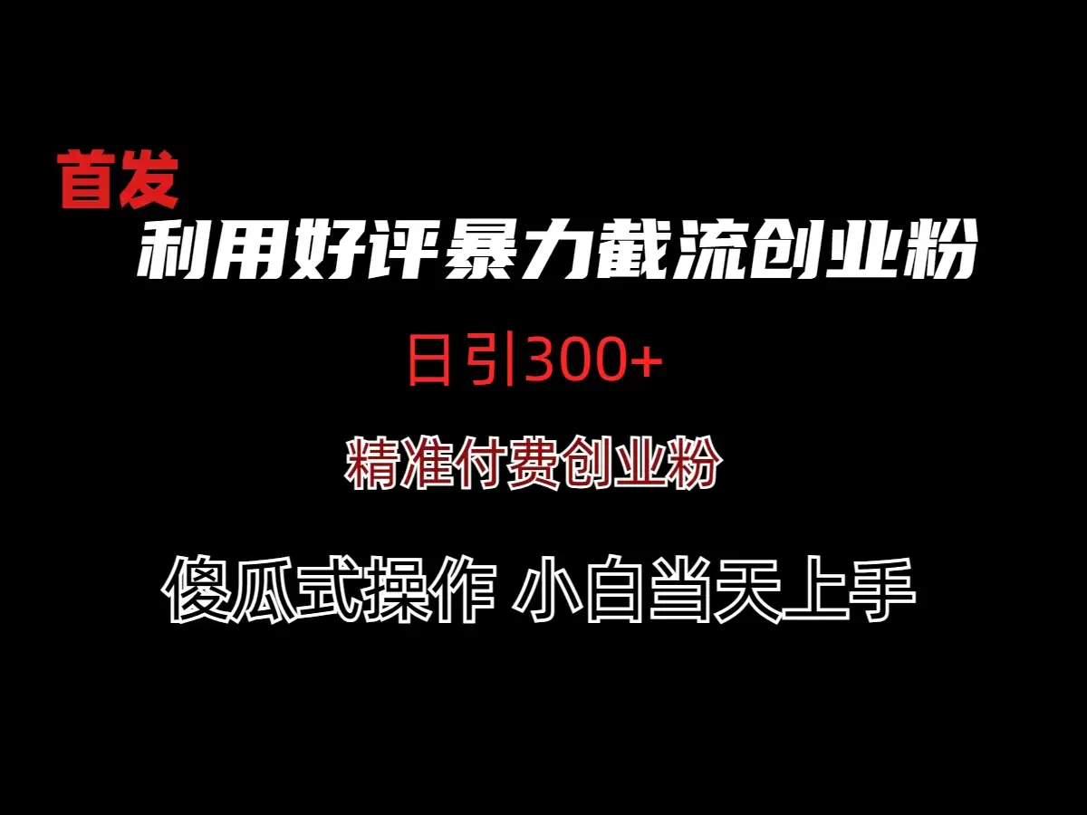 利用好评暴力截流付费创业粉，无需工具，简单且暴力的一个玩法-优优云创网